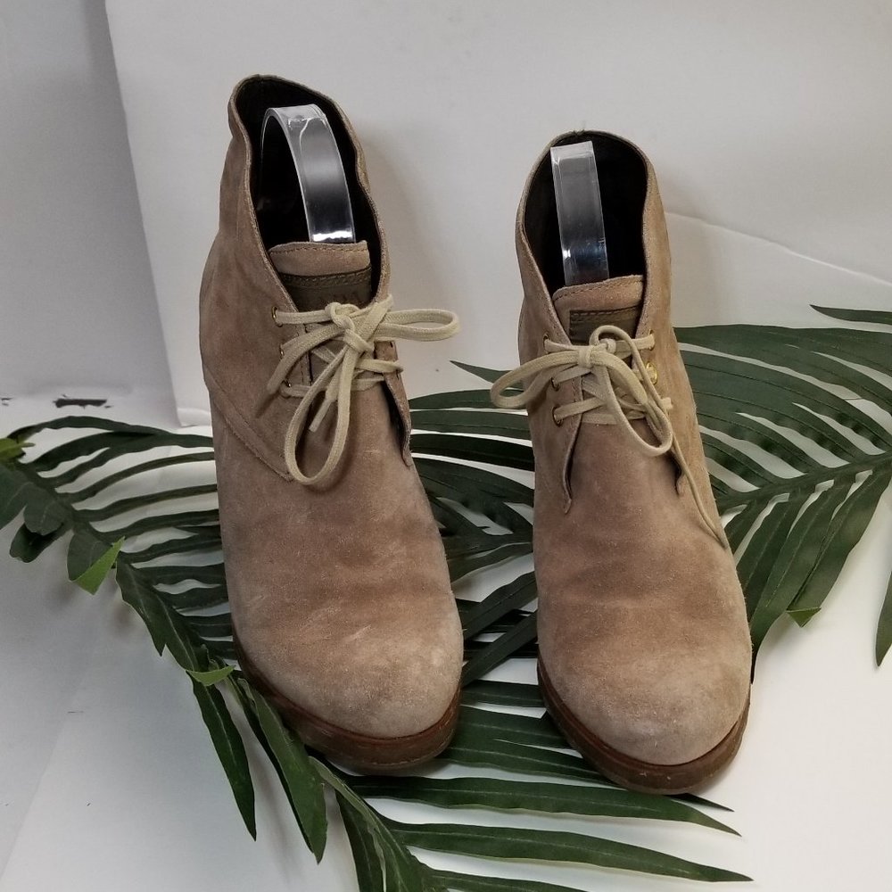 Sold/Prada AUTHENTIC Suede Lace-up Luxe Ankle Booties - Picture 4 of 8